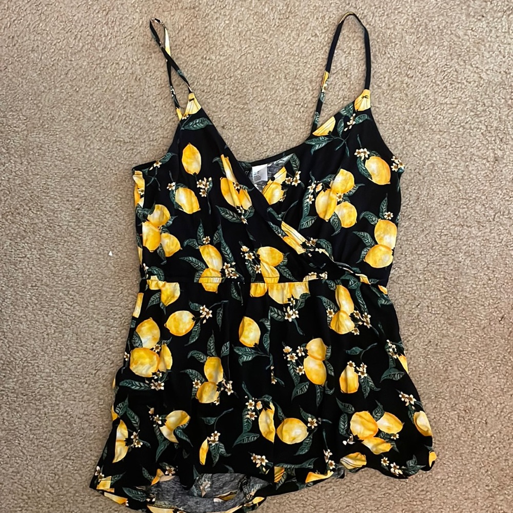 H&M Divided lemon romper cute one piece outfit soft viscose size 10 medium